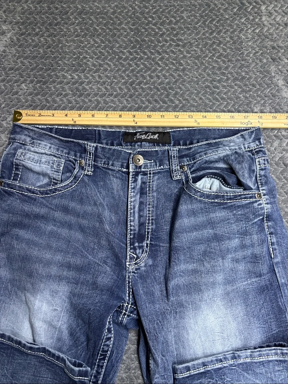 True Luck Straight-Leg Washed Blue Men's Jeans 36x30